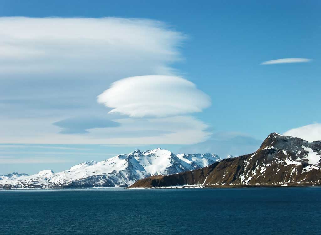 Clouds and mountains at South Georgia in the Antarctic