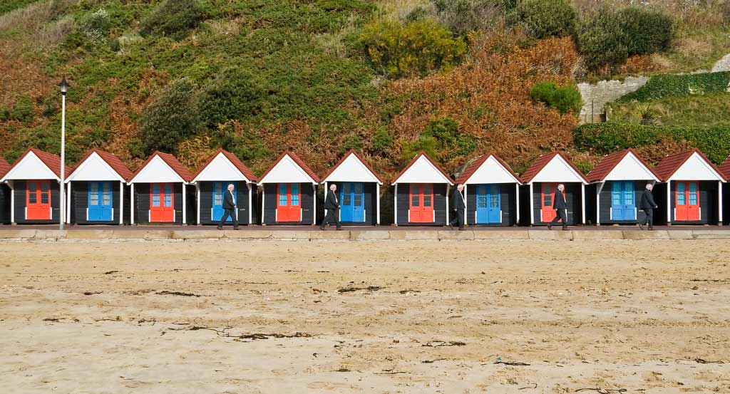 Peoplescape - beach huts in Bournemouth, Dorset